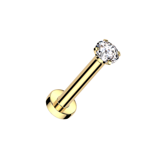 Claw Set Titanium Threadless Stud - Gold