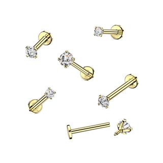 14ct Gold Flatback Stud with Claw Set CZ