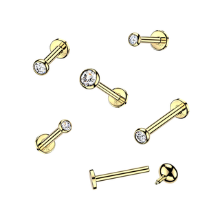 14ct Gold Flatback Stud with Bezel Set CZ