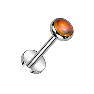 Titanium Threadless Flat Back Stud with Natural Red Onyx