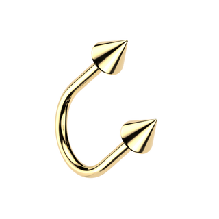 Titanium Threadless U Hoop with Spike End, Gold