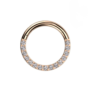 Titanium Hinged Segment Ring with Forward Facing Pavé CZ - Rose Gold