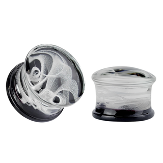 Black Smoke Glass Double Flare Plug