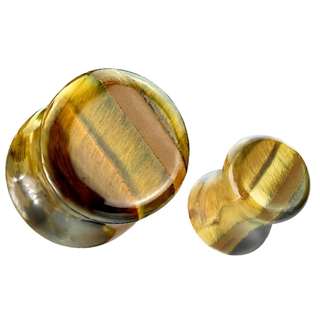 Tiger Eye Double Flare Stone Plug