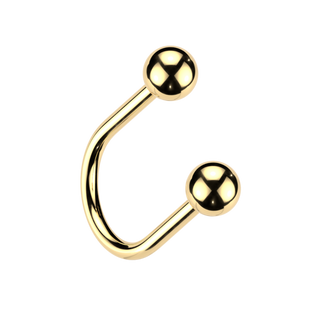 Titanium Threadless U Hoop with Ball End, Gold