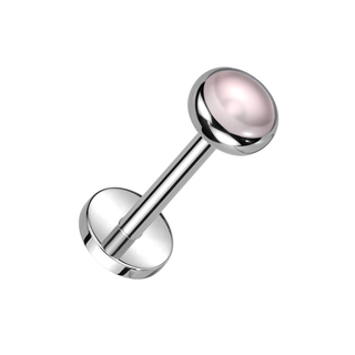 Titanium Threadless Flat Back Stud with Pink Opalite