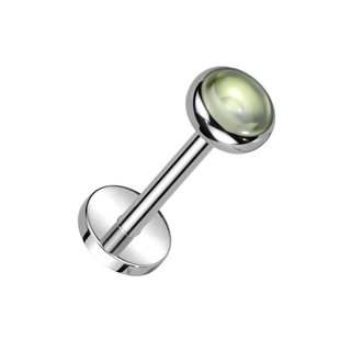 Titanium Threadless Flat Back Stud with Natural Green Onyx