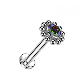 Titanium Internally Threaded Flat Back Stud with Beaded Edge - Vitrail