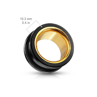 Black and Gold Steel Screw Fit Double Flared Tunnel