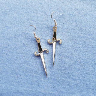 'Silver Dagger' Enamel Earrings
