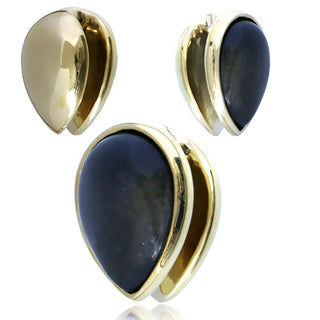 Golden Obsidian & Brass Ear Weights PAIR (16mm+)