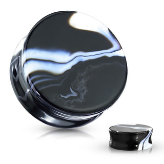 Black and White Agate Double Flared Plug