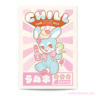 Elrosabel "Chill The F*** Out Bunny" A5 Postcard Print