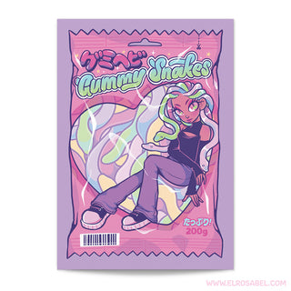 Elrosabel "Gummy Snakes" A5 Postcard Print