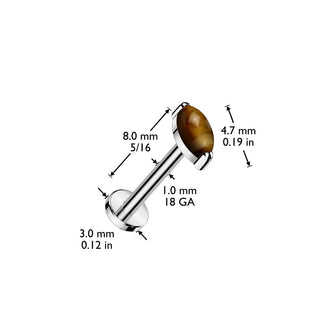 Marquise Green Jade Titanium Threadless Flat Back Stud