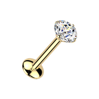 Titanium Threadless Moissanite Flat Back Stud - Gold