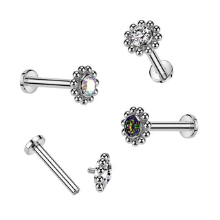 Titanium Internally Threaded Flat Back Stud with Beaded Edge - Vitrail