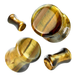 Tiger Eye Double Flare Stone Plug