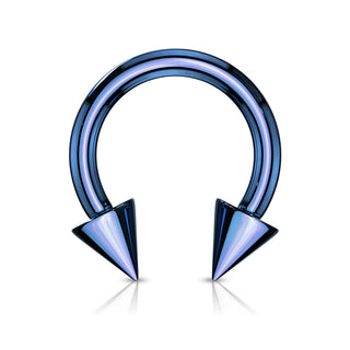 Spiked Horseshoe Rings, Surgical Steel (18g-2g)