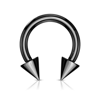 Spiked Horseshoe Rings, Surgical Steel (18g-2g)