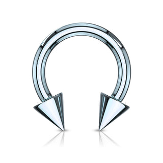 Spiked Horseshoe Rings, Surgical Steel (18g-2g)