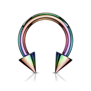 Spiked Horseshoe Rings, Surgical Steel (18g-2g)