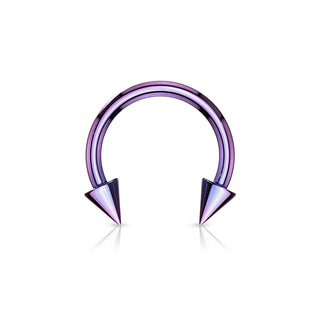Spiked Horseshoe Rings, Surgical Steel (18g-2g)