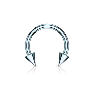 Spiked Horseshoe Rings, Surgical Steel (18g-2g)