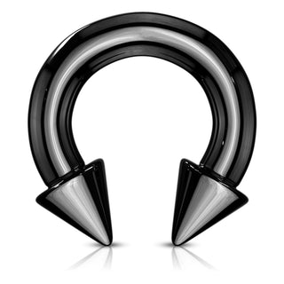 Spiked Horseshoe Rings, Surgical Steel (18g-2g)