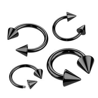 Spiked Horseshoe Rings, Surgical Steel (18g-2g)