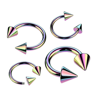 Spiked Horseshoe Rings, Surgical Steel (18g-2g)
