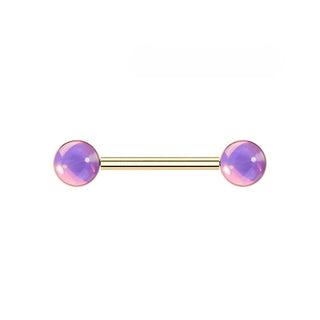 Moonlight Nipple Barbell - Gold & Pink (14g)