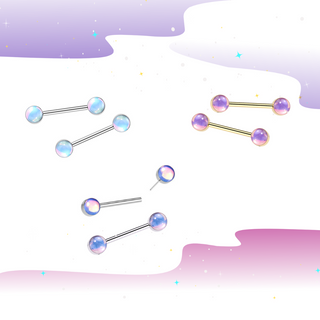 Moonlight Nipple Barbell - Gold & Pink (14g)