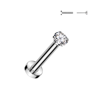 Claw Set Titanium Threadless Stud - Silver