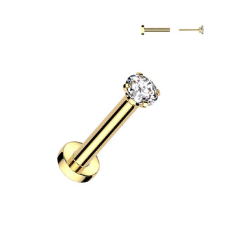 Claw Set Titanium Threadless Stud - Gold