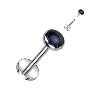 Titanium Threadless Flat Back Stud with Blue Sandstone