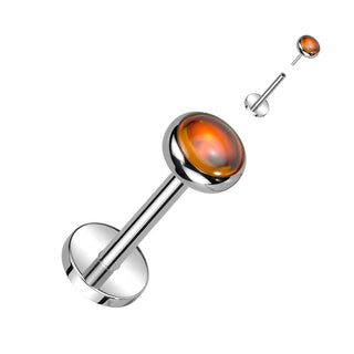 Titanium Threadless Flat Back Stud with Natural Red Onyx