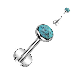 Titanium Threadless Flat Back Stud with Natural Turquoise