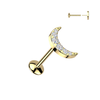 Threadless Titanium CZ Moon Flatback Stud