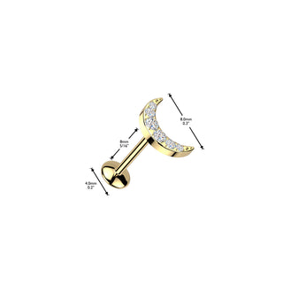 Threadless Titanium CZ Moon Flatback Stud
