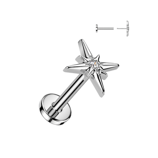 Threadless Titanium CZ Star Flatback Stud