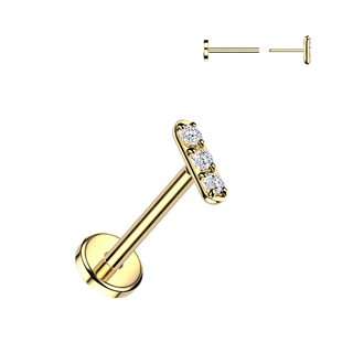 Threadless Titanium Mini Bar CZ Stud