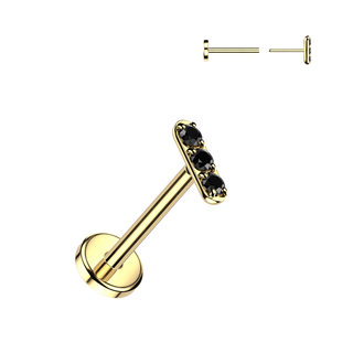 Threadless Titanium Mini Bar CZ Stud