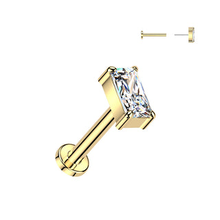 Threadless Titanium Rectangle CZ Stud