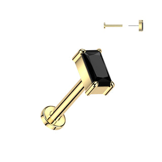 Threadless Titanium Rectangle CZ Stud