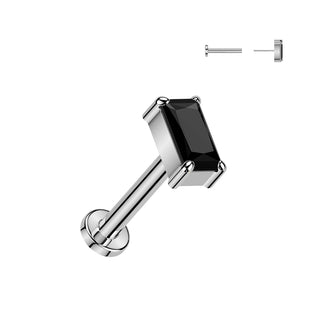 Threadless Titanium Rectangle CZ Stud