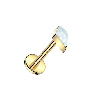 Gold Titanium Opal Spear Threadless Stud (18g)