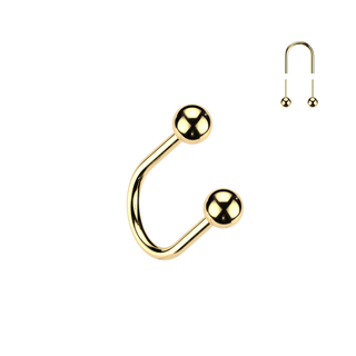 Titanium Threadless U Hoop with Ball End, Gold