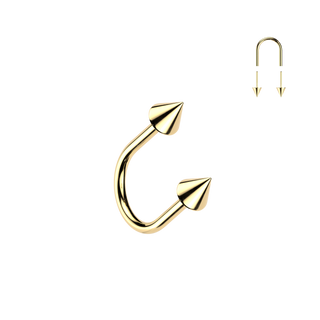 Titanium Threadless U Hoop with Spike End, Gold