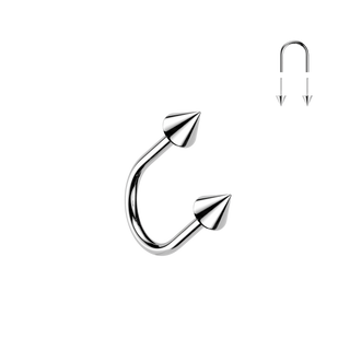 Titanium Threadless U Hoop with Spike End, Silver